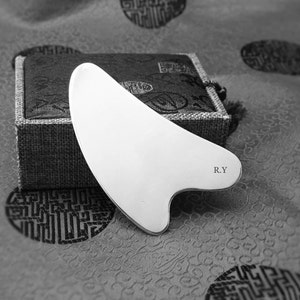 YUANWELLNESS: Custom Handmade Personalized Pure Silver Guasha Massage Tool, Acupuncture, Acupressure