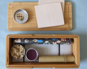 YUAN WELLNESS: All-in-one Moxa Bamboo Box Kit for Moxa, acupuncture, massage, aromatherapy