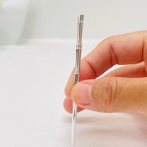 YUANWELLNESS: Handgefertigtes Bambus Muster aus reinem Silber Teishin, Werkzeug, Stick, Nadel für Akupunktur, Massage, Akupressur