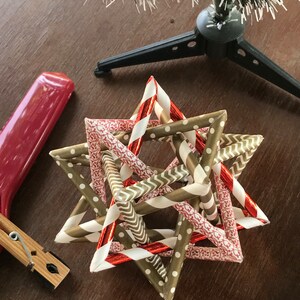 Geometric sculpture accent decor ornament made of drinking straws