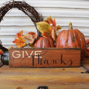 Thanksgiving Sign Fall Decor Wood Sign Give Thanks Wood | Etsy