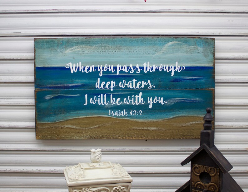 Scripture Wood Sign Bible Verse Wall Art Beach Sign Wood Etsy