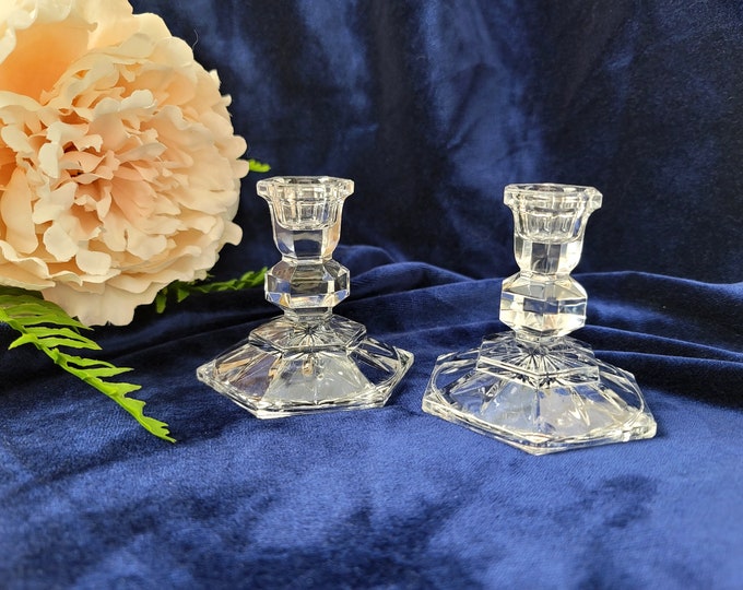 Vintage Towle 24 Lead Crystal Taper Candle Holders Etsy