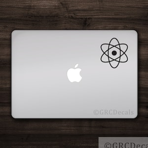 Atom Decal Mac Apple Logo Cover Laptop Vinyl Decal Sticker Macbook Unique Engine Engineer Science Technology Electron