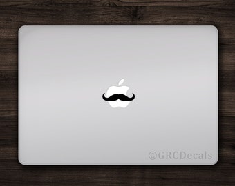 Small Mustache Decal Mac Apple Logo Cover Laptop Vinyl Decal Sticker Macbook Unique Beard Hair Funny Face