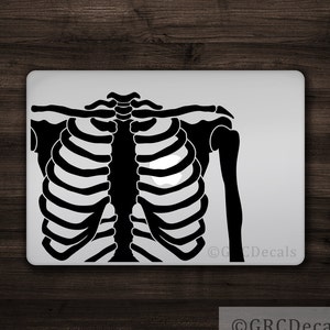 Skeleton Rib Cage Decal Mac Apple Logo Cover Laptop Vinyl Decal Sticker Macbook Decal Unique Heart Bones Goth