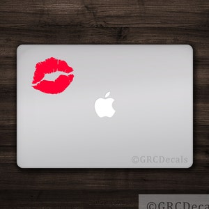 Lips - Mac Apple Logo Cover Laptop Vinyl Decal Sticker Macbook Decal Unique Kiss Cute Bumper Stickers Fun Computer Decals