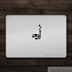 Snorkeler Decal Mac Apple Logo Cover Laptop Vinyl Decal Sticker Macbook Decal Unique Certified Swim Ocean Scuba Diver Decal