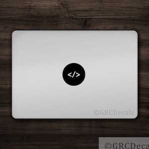 Code - Mac Apple Logo Cover Laptop Vinyl Decal Sticker Macbook Unique Shape Circle Programmer Computer Science Web Design Hacker