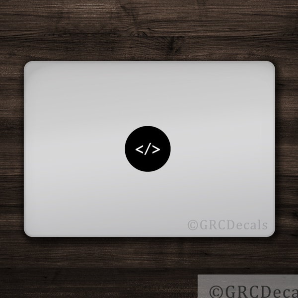Code - Mac Apple Logo Cover Laptop Vinyl Aufkleber Aufkleber Macbook Unikat Form Kreis Programmierer Computer Science Web Design Hacker