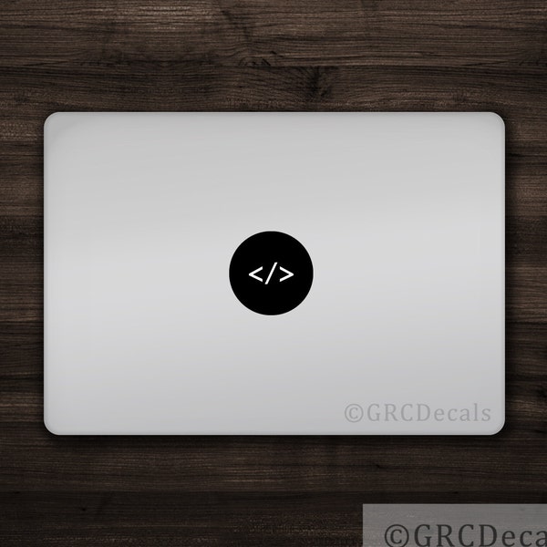 Code - Mac Apple Logo Cover Laptop Vinyl Decal Sticker Macbook Unique Shape Circle Programmer Computer Science Web Design Hacker