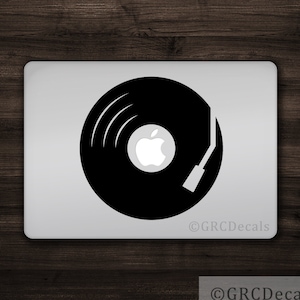 Record Player Decal Mac Apple Logo Cover Laptop Vinyl Decal Sticker Macbook Decal Unique Cute Funny Music