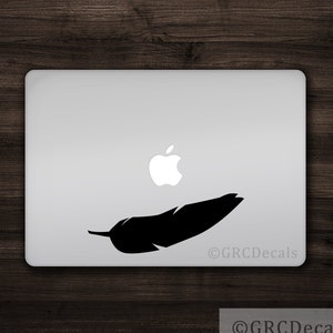 Feather - Mac Apple Logo Cover Laptop Vinyl Decal Sticker Macbook Decal Unique Animal Bird Raven