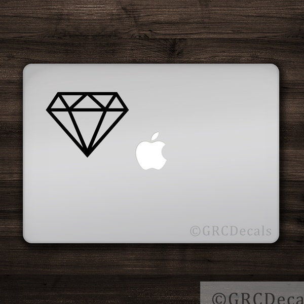 Diamond - Mac Apple Logo Cover Laptop Vinyl Decal Sticker Macbook Decal Unique Gem Design Ruby Bumper Sticker Window Decal Girls Best Friend
