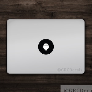 Android - Mac Apple Logo Cover Laptop Vinilo Calcomanía Pegatina Macbook Unique Shape Circle Droid Robot