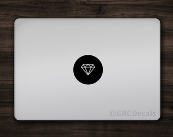 Sticker losange Mac Apple Logo housse pour ordinateur portable Sticker vinyle Sticker Macbook forme unique Gem Design argent