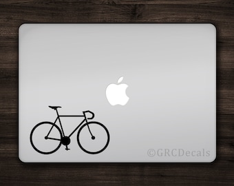 Road Bike - Mac Apple Logo Cover Laptop Vinyl Decal Sticker Macbook Decal Unique Bicycle Ride Cycle Sport Bumper Stickers