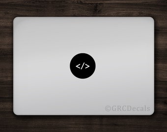 Code - Mac Apple Logo Cover Laptop Vinyl Decal Sticker Macbook Unique Shape Circle Programmer Computer Science Web Design Hacker