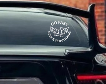 Go Fast Risk Everythang 43 Skull - Decal Ken Block Hoonicorn Decals Drifting Gymkhana RIP Ken Block KB43VER #43 Decals Bumper Window