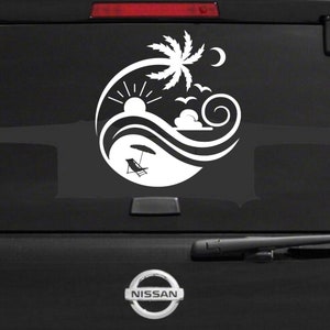 Beach Decal - Mac Apple Logo Cover Laptop Vinyl Decal Computer Decal Bumper Window Stickers Beach Theme Decal