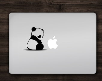 Panda Shy - Vinyl Decal Sticker Macbook Mac Apple Laptop Unique Panda Bumper Sticker Window Decal Giant Panda Looking Over Shoulder Decal