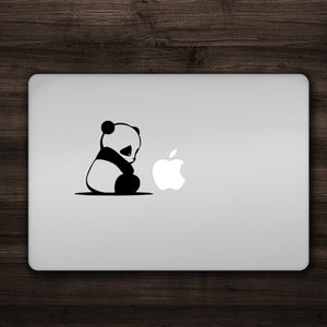 Panda Shy - Vinyl Decal Sticker Macbook Mac Apple Laptop Unique Panda Bumper Sticker Window Decal Giant Panda Looking Over Shoulder Decal