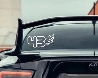 43 Wings - Decal Ken Block Hoonicorn Decals Drifting Gymkhana Drag Racing Sticker RIP Ken Block KB43VER #43 Decals Bumper Window