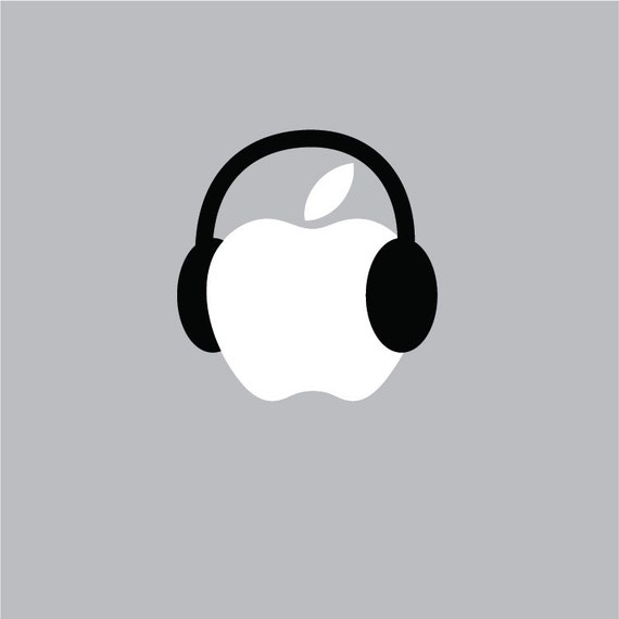 Apple Headphones Mac Apple Logo Cover Vinyl Decal - Etsy