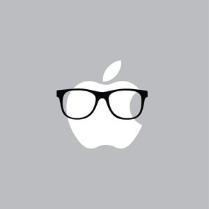 Hipster Glasses Decal Mac Apple Logo Cover Laptop Vinyl Decal Sticker Macbook Apple Glasses Decal