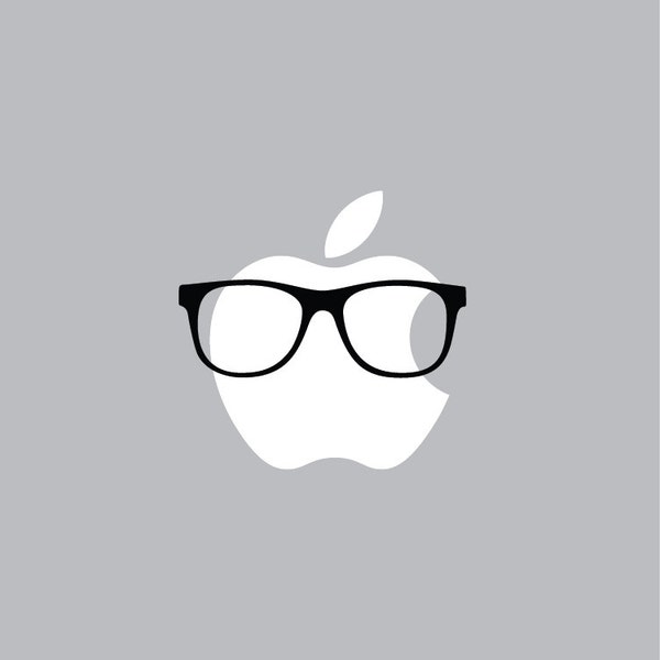 Hipster Glasses - Mac Apple Logo Cover Laptop Vinyl Decal Sticker Macbook Unique Face Aviator Round Style Funny