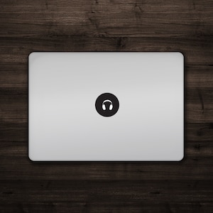 Headphones Decal Mac Apple Logo Cover Laptop Vinyl Decal Sticker Macbook DJ Decal Music Lover Decal Gamer Decal