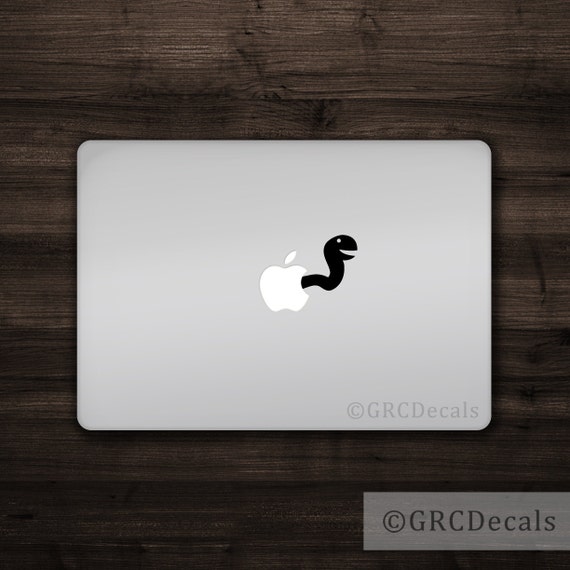 Apple Worm Mac Apple Logo Cover Laptop Decal Sticker -