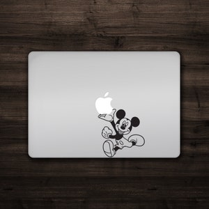 Mickey Mouse Holding the Apple Decal Mac Apple Logo Cover Laptop Vinyl Decal Sticker Macbook Disney Mickey Mouse for Mac Apple Disney Magic
