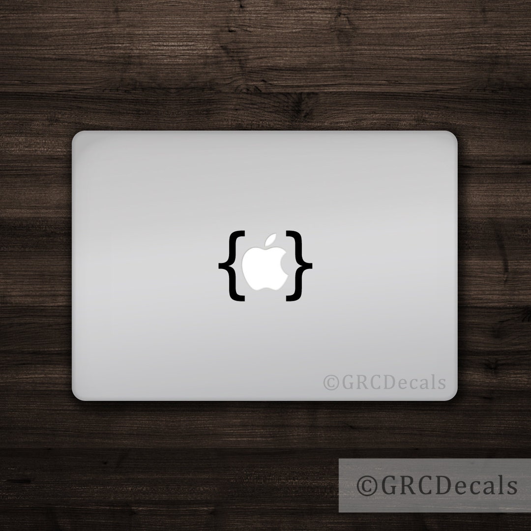 Curly Brackets Mac Apple Logo Cover Laptop Vinyl Decal Etsy