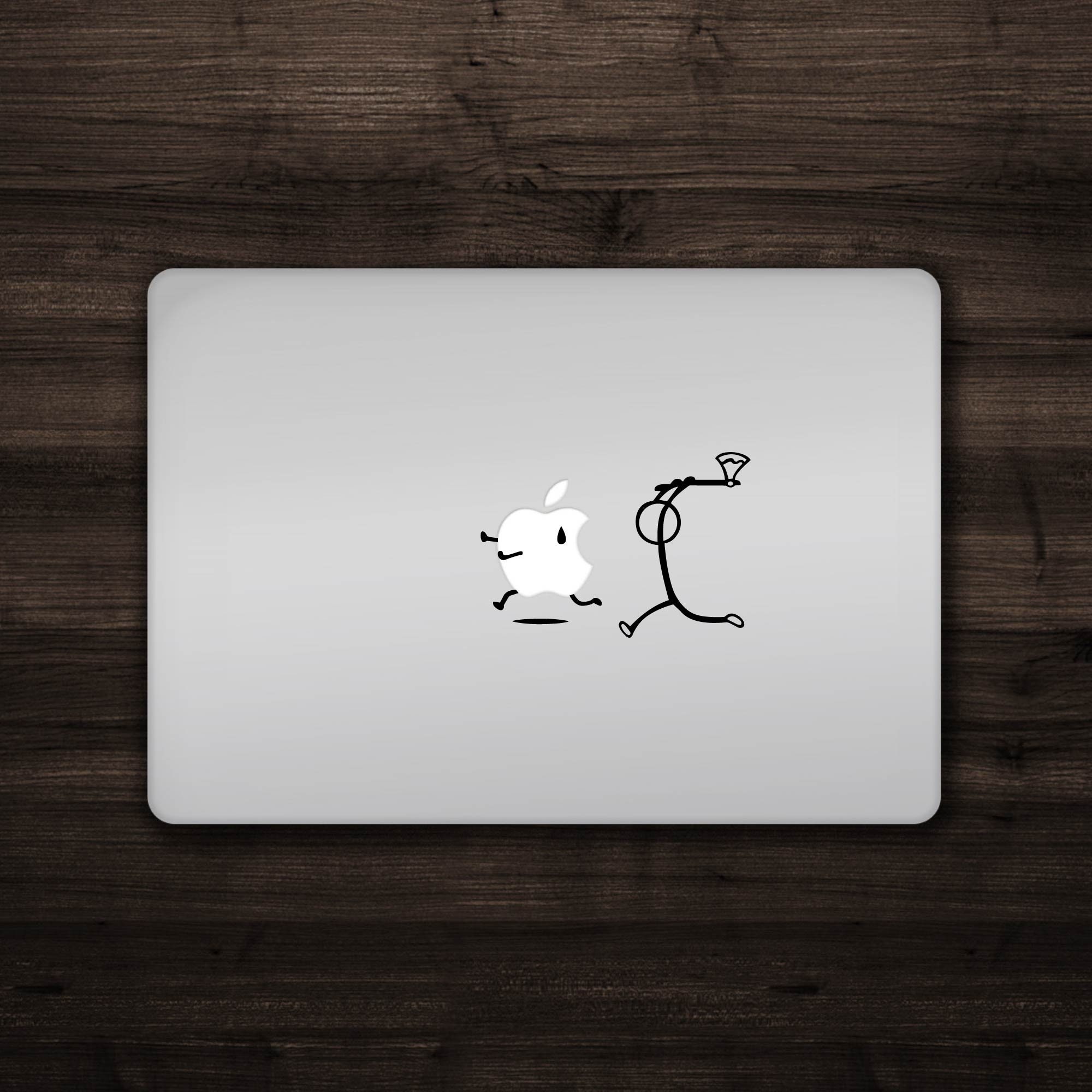 Apple computer ステッカー Stick Figure Chasing Apple Mac Apple Logo Cover Laptop Vinyl Decal