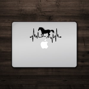 Horse Heartbeat Decal Mac Apple Logo Cover Laptop Vinyl Decal Sticker Horse Bumper Sticker Window Decal Horse Lovers Decals Great Gift Ideas