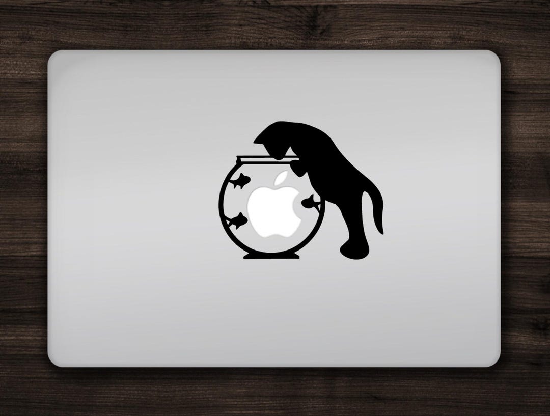 Cat W Fishbowl - Mac Apple Logo Cover Laptop Vinyl Decal Sticker ...