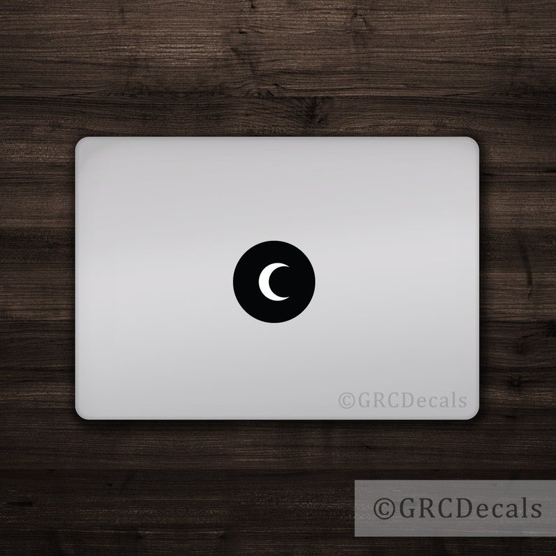 Crescent Decal Mac Apple Logo Cover Laptop Vinyl Decal Sticker MacBook Unique Shape Science Space Moon Earth Night Sky image 1