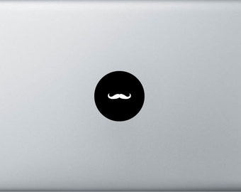 Mustache Decal Mac Apple Logo Cover Laptop Vinyl Decal Sticker Macbook Unique Beard Hair Funny Face