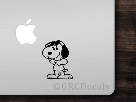 Snoopy Joe Cool Decal Bumper Sticker Mac Apple Logo Laptop Etsy