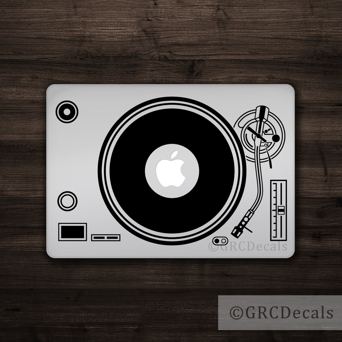 DJ Turntable - Mac Apple Logo Cover Laptop Vinyl Decal Sticker MacBook ...