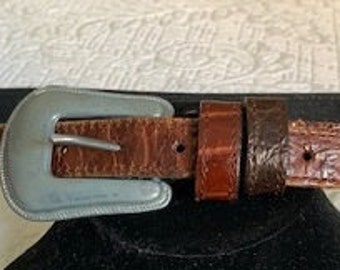 Vintage Vin Baker USA Brown Alligator Belt Women display picture 3