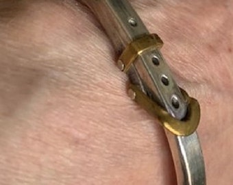Vintage Sterling Silver Belt Buckle Bangle - Mexico .925 Jewelry