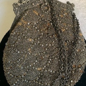 Antique Sterling Silver French Made Steel Cut Evening Bag For Frame Only