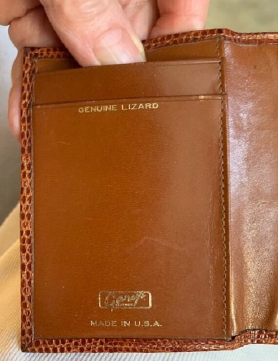 Vintage Gary's Cognac Real Lizard & Leather Made … - image 9