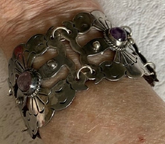 Vintage Mexican Sterling And Amethyst 1940s or 50… - image 3