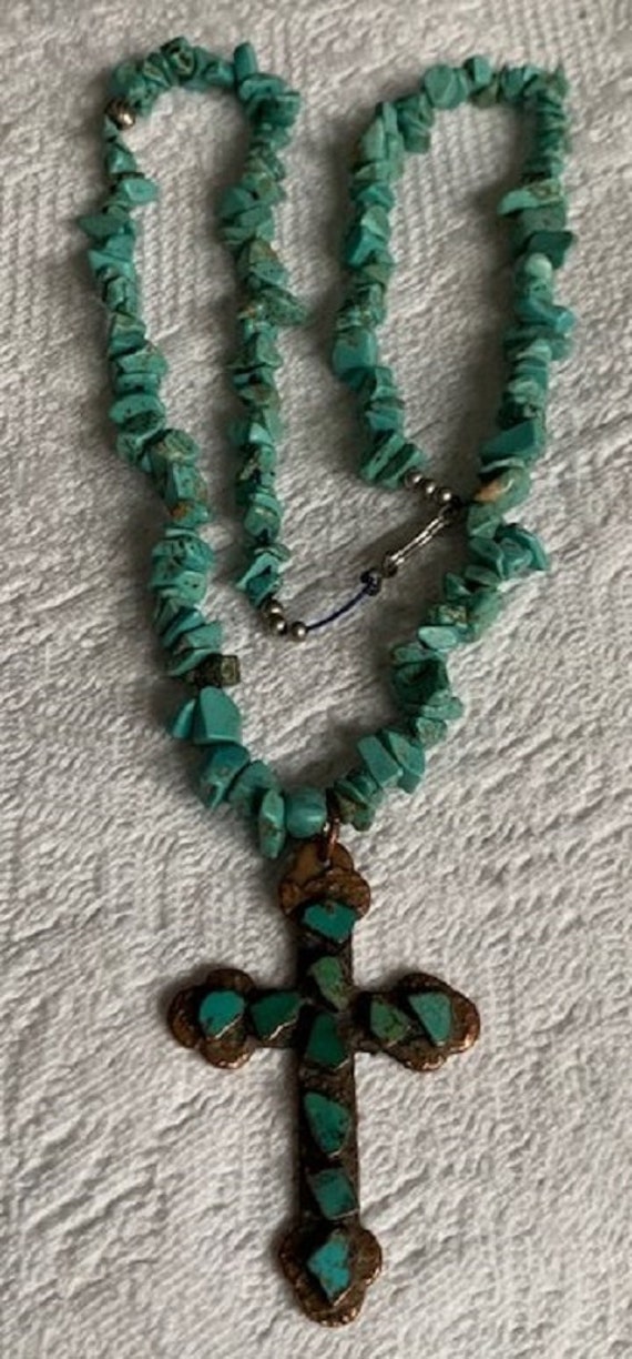 Vintage Southwest Turquoise Necklace With Large T… - image 4