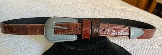 Vintage Joan and David Brown Alligator Belt W/pewter Western  display picture 3