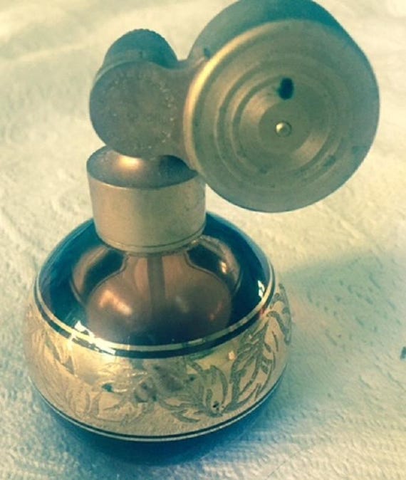 Vintage Marcel Franck Crystal Amber & Gold Art Glass French Perfume Atomizer