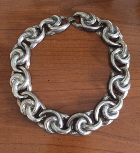 Vintage 1940'S Large Stunning Chrome Choker Neckla